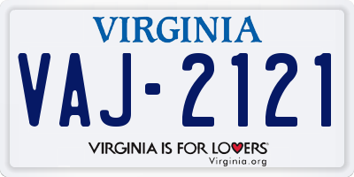 VA license plate VAJ2121