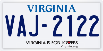 VA license plate VAJ2122