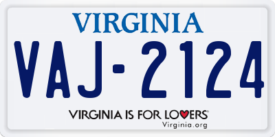 VA license plate VAJ2124