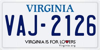 VA license plate VAJ2126