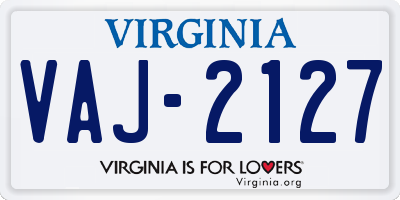 VA license plate VAJ2127