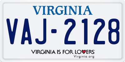 VA license plate VAJ2128