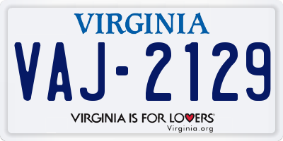 VA license plate VAJ2129