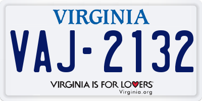 VA license plate VAJ2132