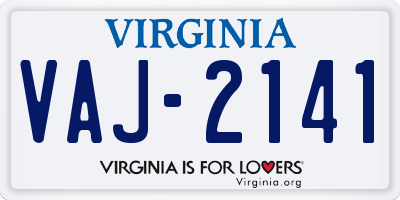 VA license plate VAJ2141