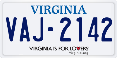 VA license plate VAJ2142