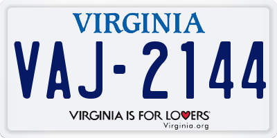 VA license plate VAJ2144