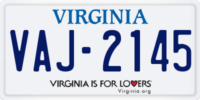 VA license plate VAJ2145