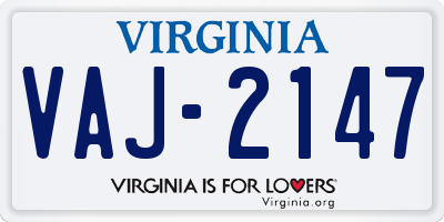 VA license plate VAJ2147