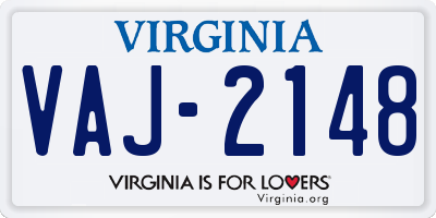 VA license plate VAJ2148