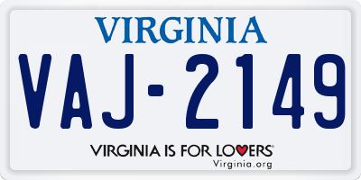 VA license plate VAJ2149