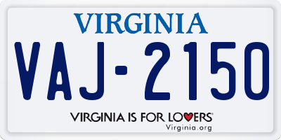 VA license plate VAJ2150