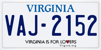 VA license plate VAJ2152