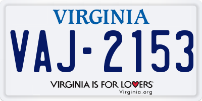 VA license plate VAJ2153