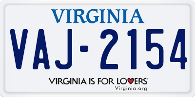 VA license plate VAJ2154