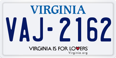 VA license plate VAJ2162
