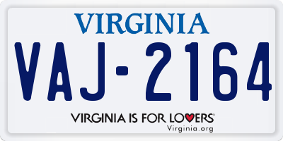 VA license plate VAJ2164