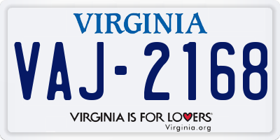 VA license plate VAJ2168