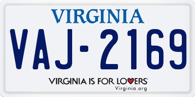 VA license plate VAJ2169