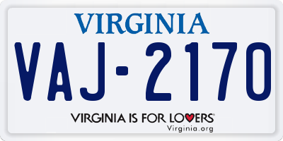 VA license plate VAJ2170