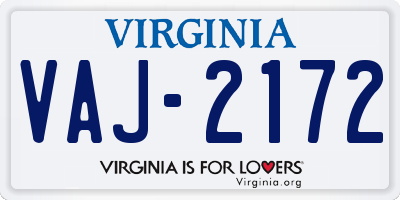 VA license plate VAJ2172