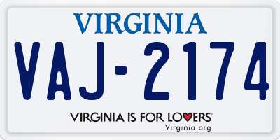 VA license plate VAJ2174