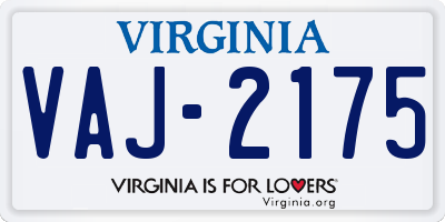 VA license plate VAJ2175