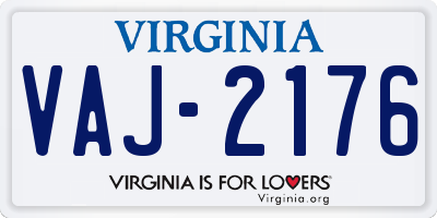 VA license plate VAJ2176