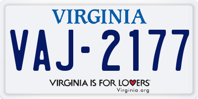 VA license plate VAJ2177
