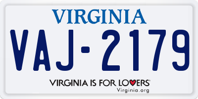 VA license plate VAJ2179