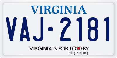 VA license plate VAJ2181