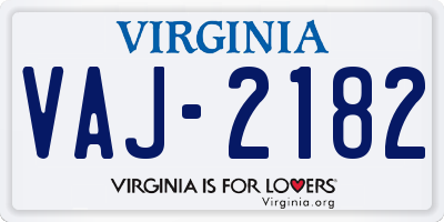 VA license plate VAJ2182