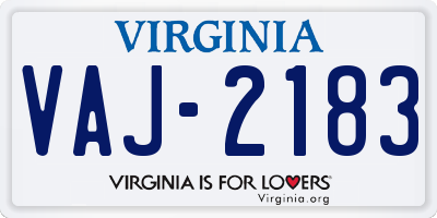 VA license plate VAJ2183