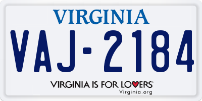VA license plate VAJ2184
