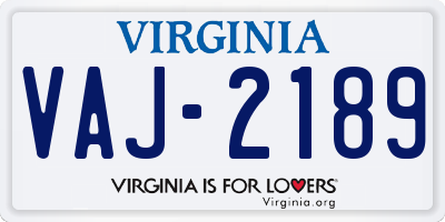 VA license plate VAJ2189
