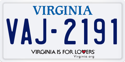 VA license plate VAJ2191