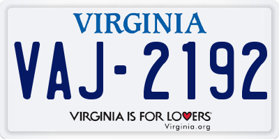 VA license plate VAJ2192