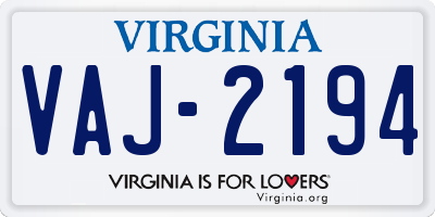 VA license plate VAJ2194