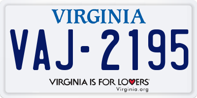 VA license plate VAJ2195