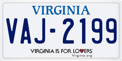 VA license plate VAJ2199