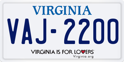 VA license plate VAJ2200