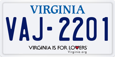 VA license plate VAJ2201