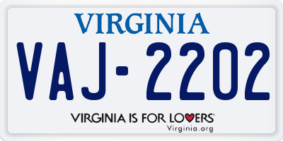 VA license plate VAJ2202