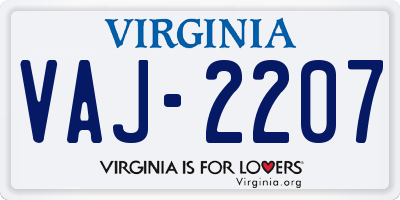 VA license plate VAJ2207