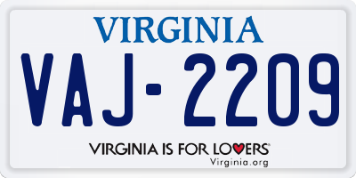 VA license plate VAJ2209