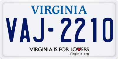 VA license plate VAJ2210