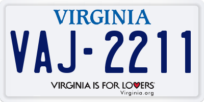VA license plate VAJ2211