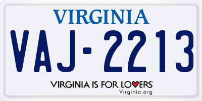 VA license plate VAJ2213
