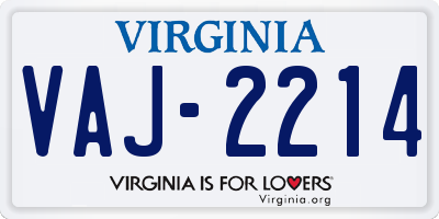 VA license plate VAJ2214