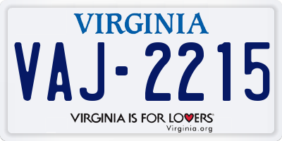 VA license plate VAJ2215